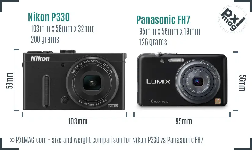 Nikon P330 vs Panasonic FH7 size comparison Nikon P330 vs Panasonic FH7 size comparison