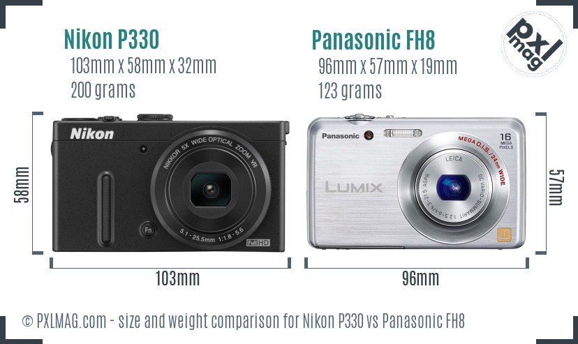 Nikon P330 vs Panasonic FH8 size comparison Nikon P330 vs Panasonic FH8 size comparison