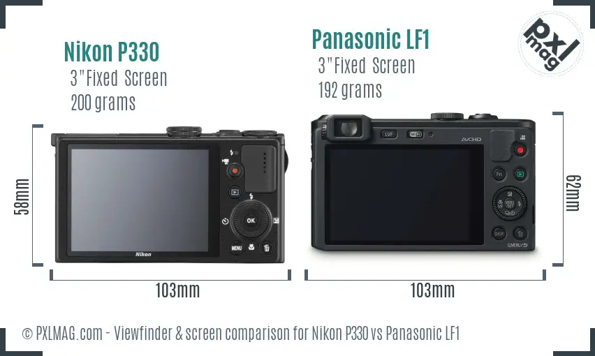 Nikon P330 vs Panasonic LF1 Screen and Viewfinder comparison