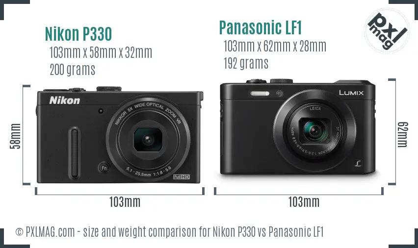 Nikon P330 vs Panasonic LF1 size comparison