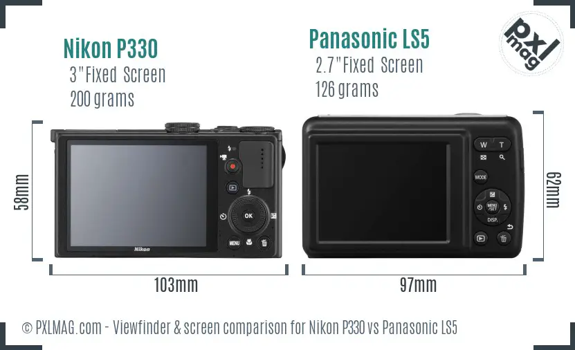 Nikon P330 vs Panasonic LS5 Screen and Viewfinder comparison