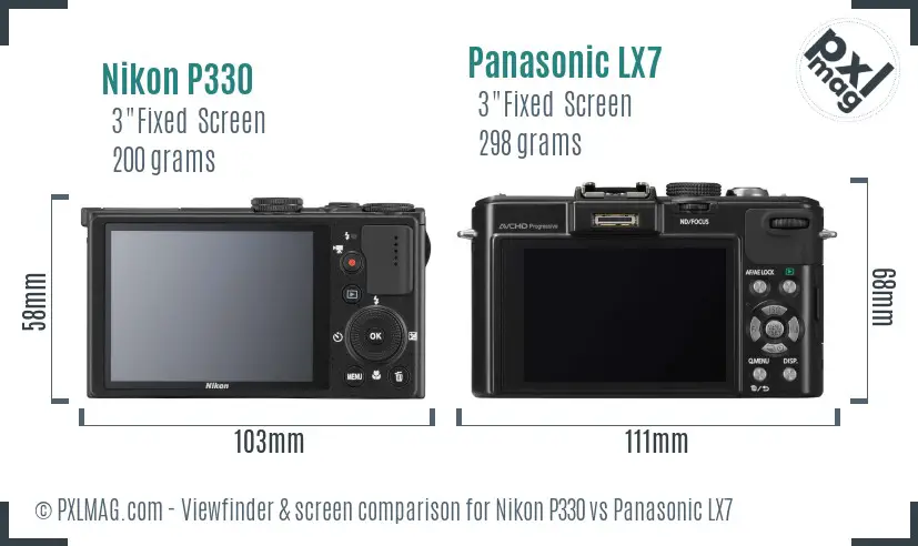 Nikon P330 vs Panasonic LX7 Screen and Viewfinder comparison