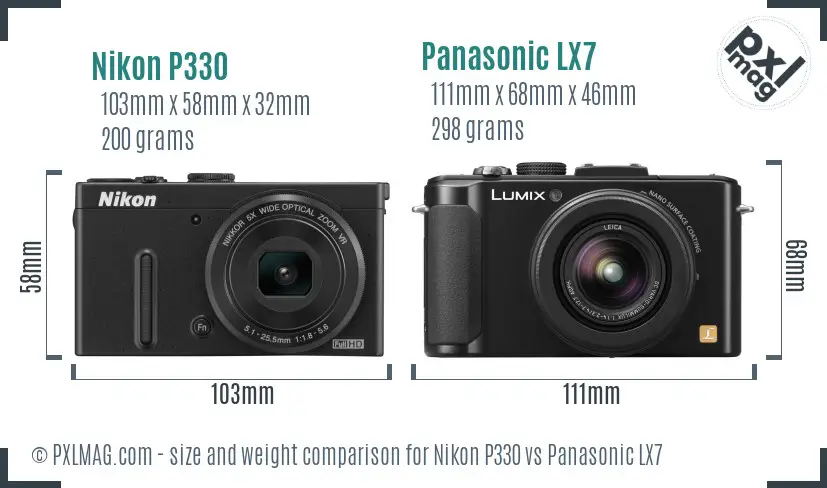 Nikon P330 vs Panasonic LX7 size comparison