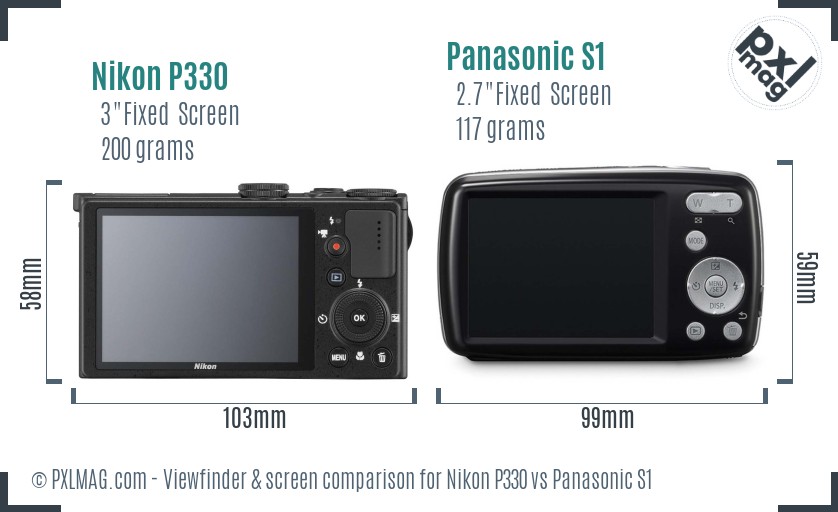 Nikon P330 vs Panasonic S1 Screen and Viewfinder comparison