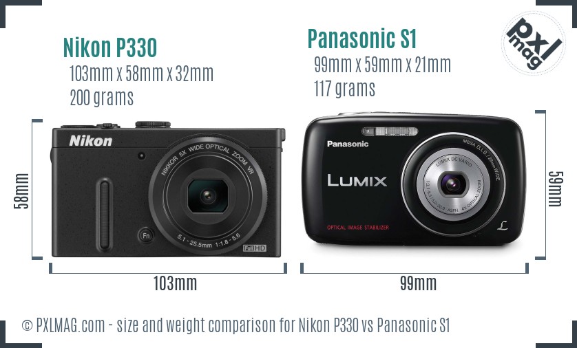 Nikon P330 vs Panasonic S1 size comparison
