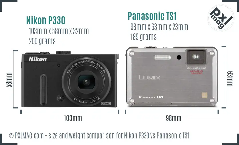 Nikon P330 vs Panasonic TS1 size comparison