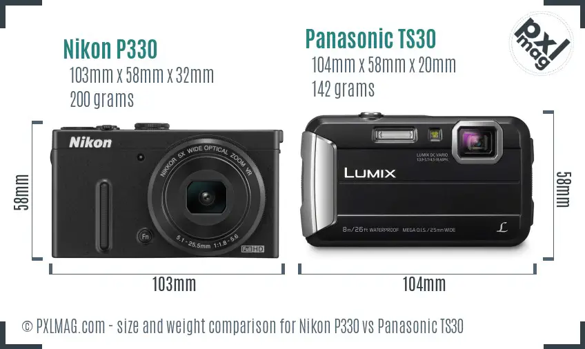 Nikon P330 vs Panasonic TS30 size comparison Nikon P330 vs Panasonic TS30 size comparison