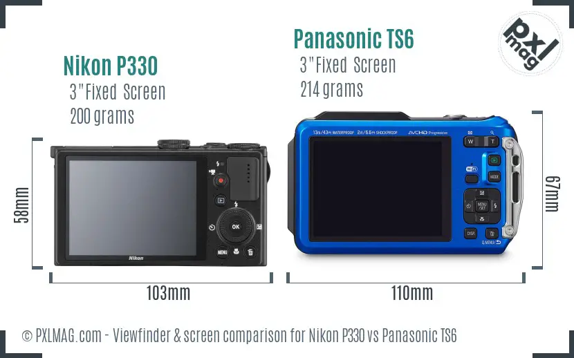 Nikon P330 vs Panasonic TS6 Screen and Viewfinder comparison