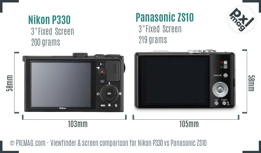 Nikon P330 vs Panasonic ZS10 Screen and Viewfinder comparison