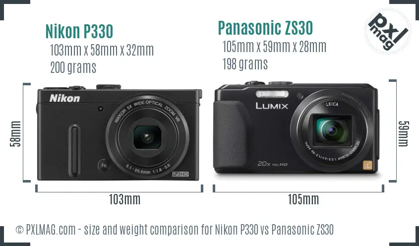 Nikon P330 vs Panasonic ZS30 size comparison Nikon P330 vs Panasonic ZS30 size comparison