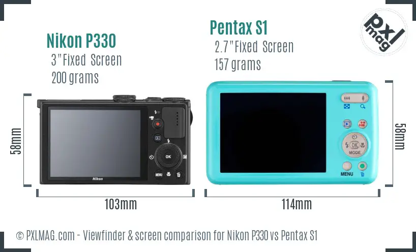 Nikon P330 vs Pentax S1 Screen and Viewfinder comparison