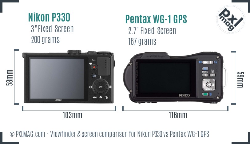Nikon P330 vs Pentax WG-1 GPS Screen and Viewfinder comparison
