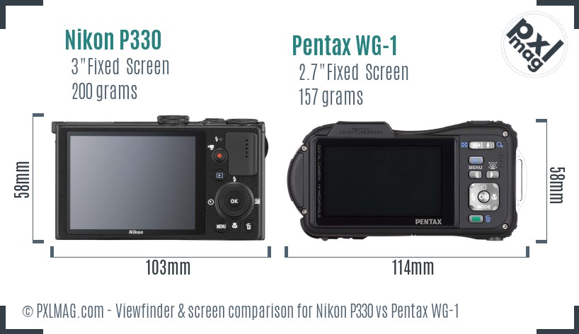 Nikon P330 vs Pentax WG-1 Screen and Viewfinder comparison