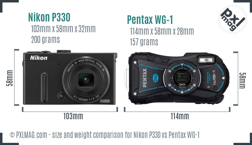 Nikon P330 vs Pentax WG-1 size comparison