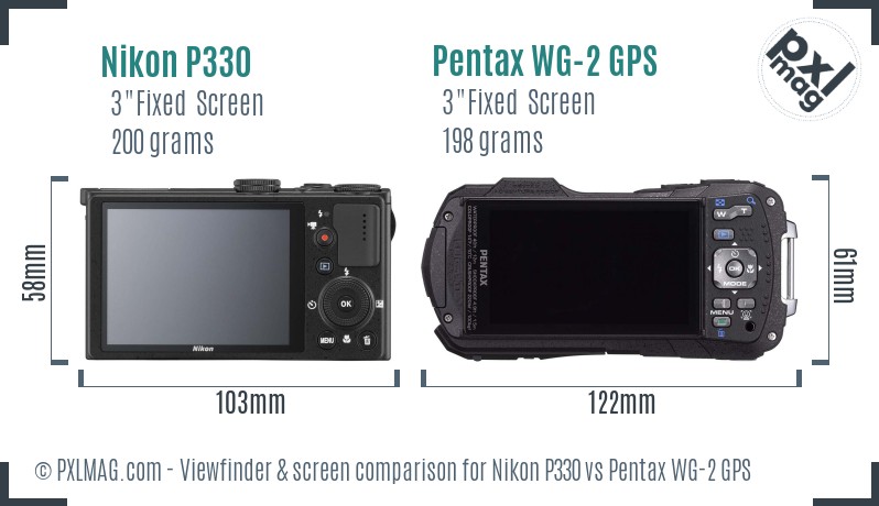 Nikon P330 vs Pentax WG-2 GPS Screen and Viewfinder comparison