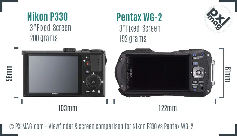 Nikon P330 vs Pentax WG-2 Screen and Viewfinder comparison