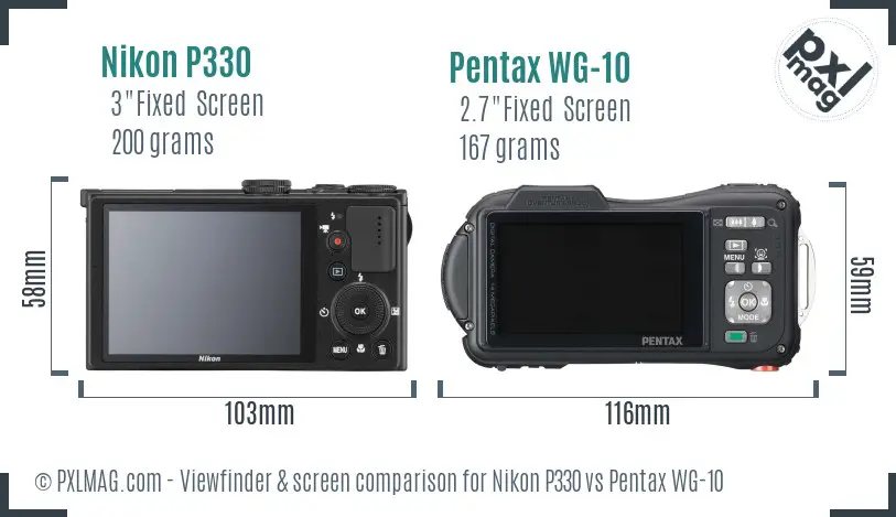 Nikon P330 vs Pentax WG-10 Screen and Viewfinder comparison Nikon P330 vs Pentax WG-10 Screen and Viewfinder comparison