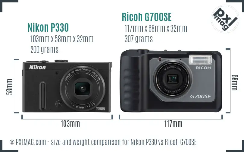 Nikon P330 vs Ricoh G700SE size comparison Nikon P330 vs Ricoh G700SE size comparison