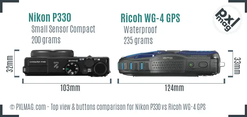 Nikon P330 vs Ricoh WG-4 GPS top view buttons comparison