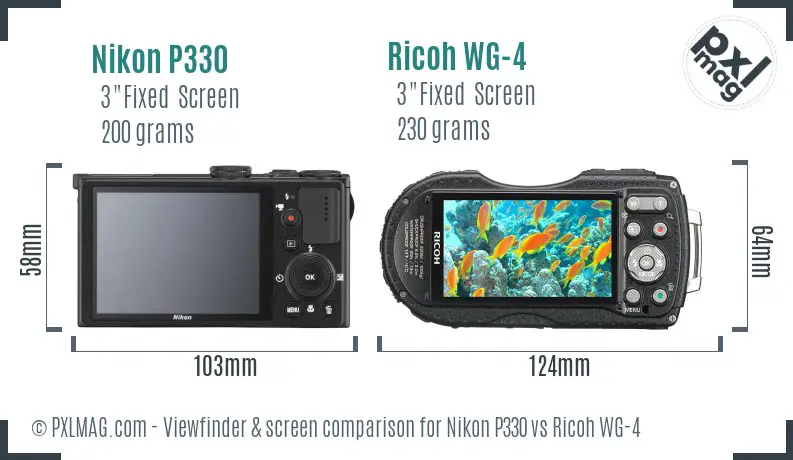 Nikon P330 vs Ricoh WG-4 Screen and Viewfinder comparison