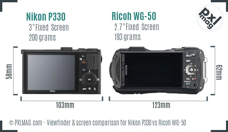 Nikon P330 vs Ricoh WG-50 Screen and Viewfinder comparison Nikon P330 vs Ricoh WG-50 Screen and Viewfinder comparison