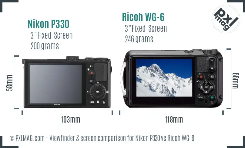 Nikon P330 vs Ricoh WG-6 Screen and Viewfinder comparison