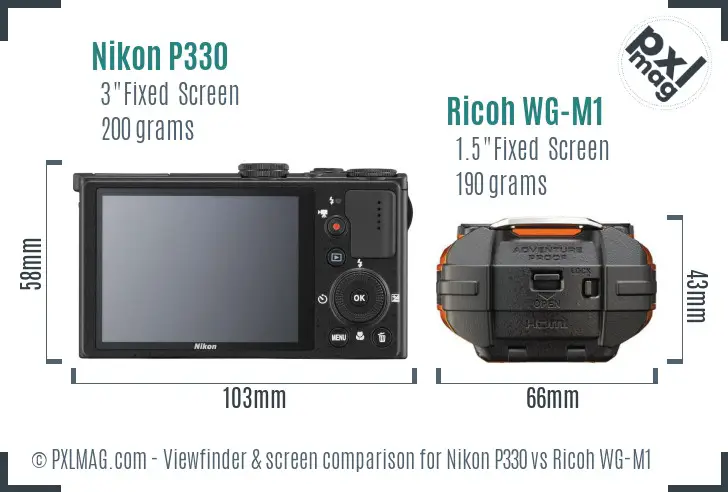 Nikon P330 vs Ricoh WG-M1 Screen and Viewfinder comparison
