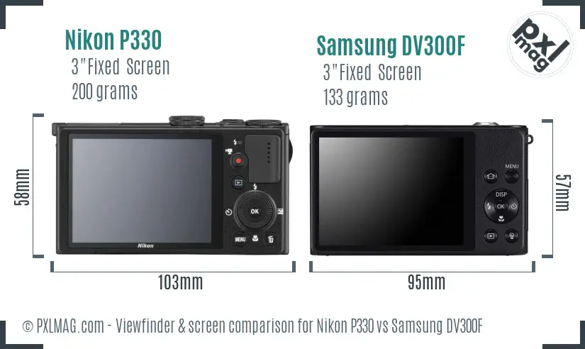 Nikon P330 vs Samsung DV300F Screen and Viewfinder comparison