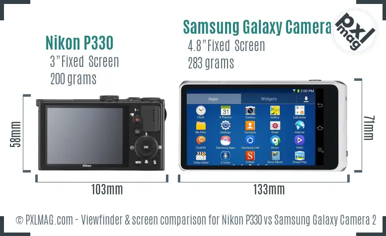 Nikon P330 vs Samsung Galaxy Camera 2 Screen and Viewfinder comparison