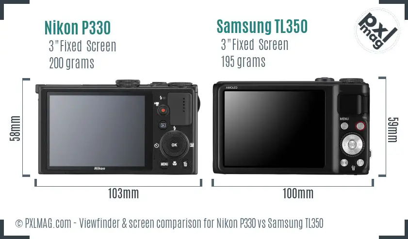 Nikon P330 vs Samsung TL350 Screen and Viewfinder comparison