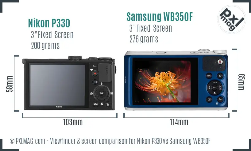 Nikon P330 vs Samsung WB350F Screen and Viewfinder comparison