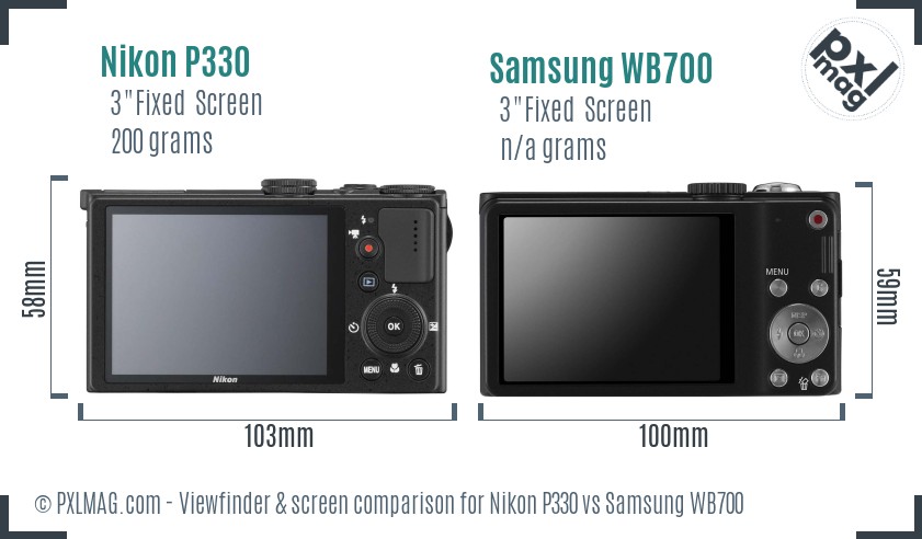 Nikon P330 vs Samsung WB700 Screen and Viewfinder comparison