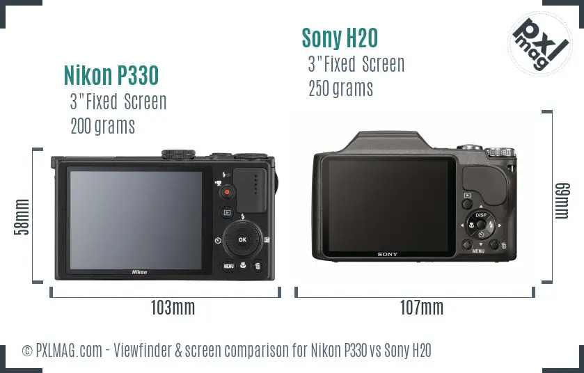 Nikon P330 vs Sony H20 Screen and Viewfinder comparison Nikon P330 vs Sony H20 Screen and Viewfinder comparison