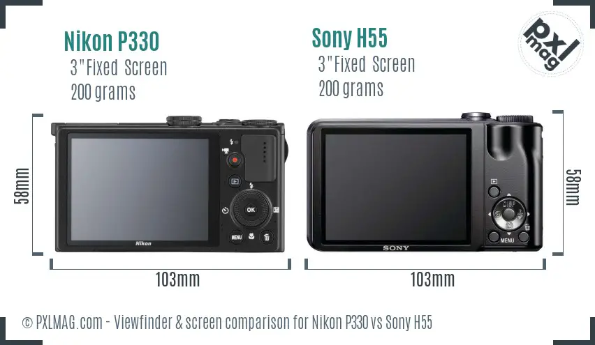 Nikon P330 vs Sony H55 Screen and Viewfinder comparison