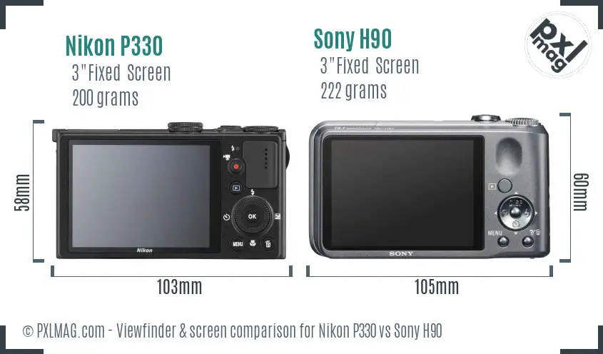 Nikon P330 vs Sony H90 Screen and Viewfinder comparison
