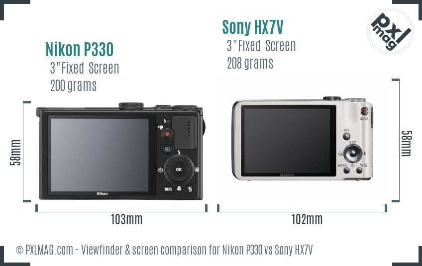 Nikon P330 vs Sony HX7V Screen and Viewfinder comparison