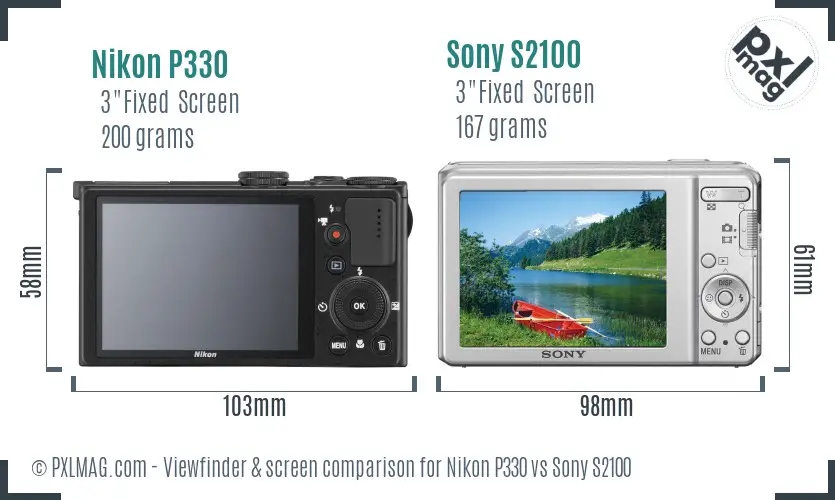 Nikon P330 vs Sony S2100 Screen and Viewfinder comparison Nikon P330 vs Sony S2100 Screen and Viewfinder comparison