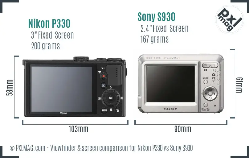 Nikon P330 vs Sony S930 Screen and Viewfinder comparison Nikon P330 vs Sony S930 Screen and Viewfinder comparison