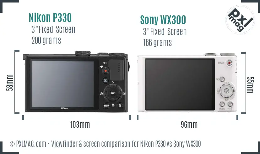 Nikon P330 vs Sony WX300 Screen and Viewfinder comparison