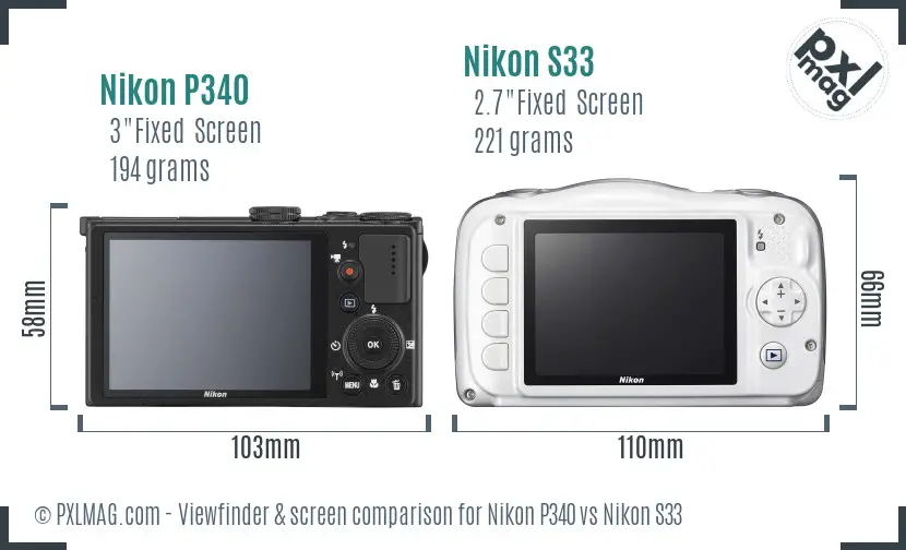Nikon P340 vs Nikon S33 Screen and Viewfinder comparison Nikon P340 vs Nikon S33 Screen and Viewfinder comparison