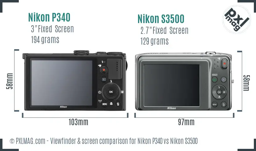 Nikon P340 vs Nikon S3500 Screen and Viewfinder comparison Nikon P340 vs Nikon S3500 Screen and Viewfinder comparison