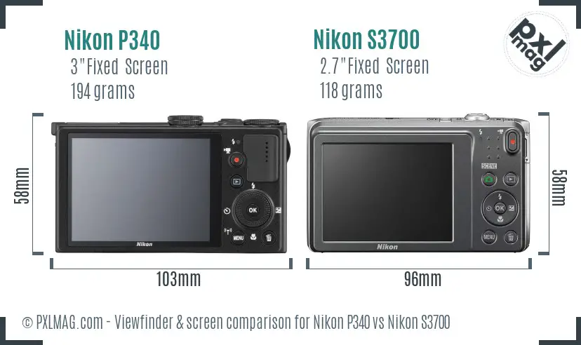Nikon P340 vs Nikon S3700 Screen and Viewfinder comparison Nikon P340 vs Nikon S3700 Screen and Viewfinder comparison