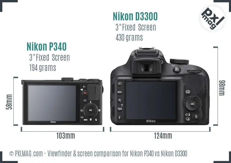 Nikon P340 vs Nikon D3300 Screen and Viewfinder comparison Nikon P340 vs Nikon D3300 Screen and Viewfinder comparison