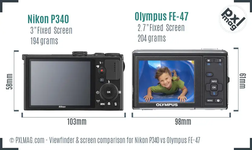 Nikon P340 vs Olympus FE-47 Screen and Viewfinder comparison Nikon P340 vs Olympus FE-47 Screen and Viewfinder comparison