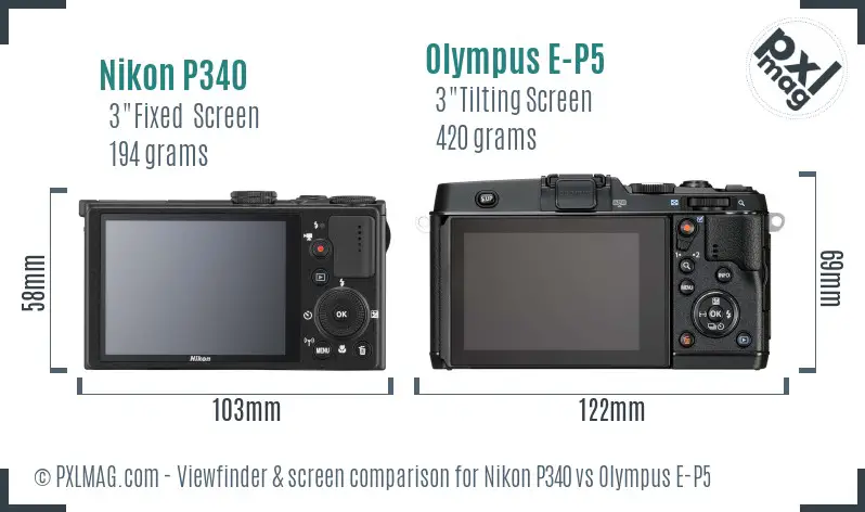 Nikon P340 vs Olympus E-P5 Screen and Viewfinder comparison Nikon P340 vs Olympus E-P5 Screen and Viewfinder comparison