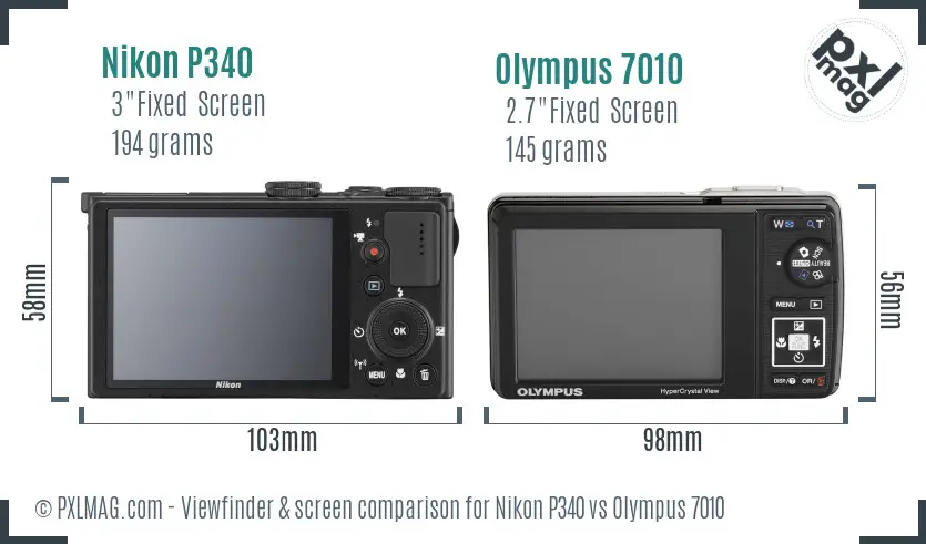 Nikon P340 vs Olympus 7010 Screen and Viewfinder comparison