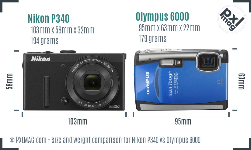 Nikon P340 vs Olympus 6000 size comparison Nikon P340 vs Olympus 6000 size comparison