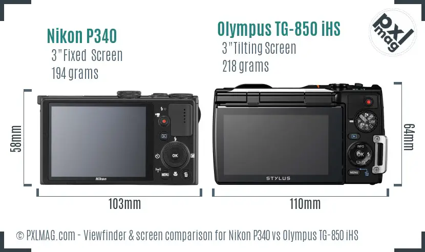 Nikon P340 vs Olympus TG-850 iHS Screen and Viewfinder comparison Nikon P340 vs Olympus TG-850 iHS Screen and Viewfinder comparison