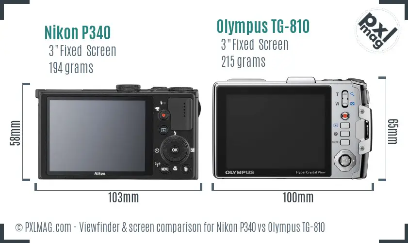 Nikon P340 vs Olympus TG-810 Screen and Viewfinder comparison Nikon P340 vs Olympus TG-810 Screen and Viewfinder comparison