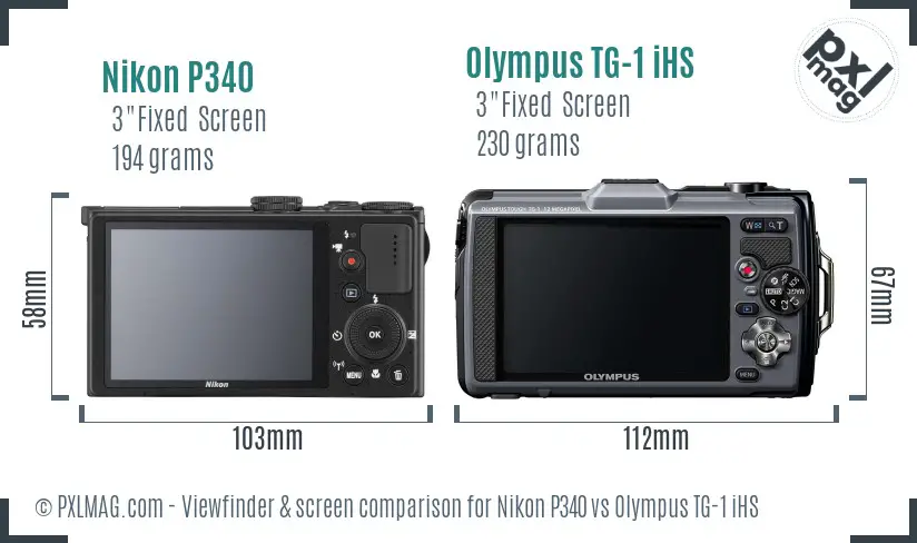 Nikon P340 vs Olympus TG-1 iHS Screen and Viewfinder comparison Nikon P340 vs Olympus TG-1 iHS Screen and Viewfinder comparison